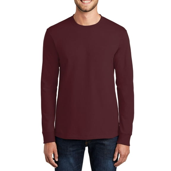 Just Blanks Long Sleeve T-Shirt – Soft, Durable Cotton Tee with Classic Fit and Ribbed Collar, Athletic Maroon, 4XLT