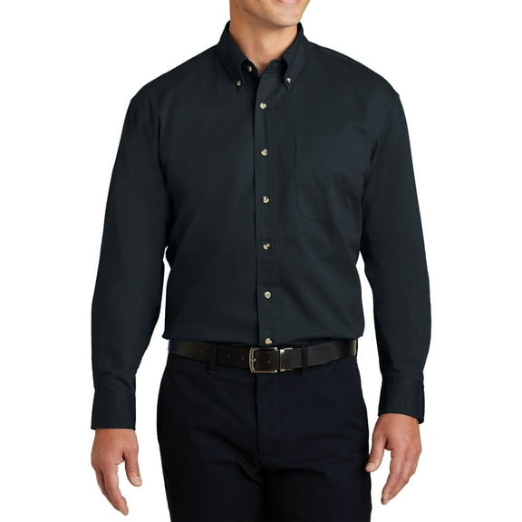 JustBlanks Mens Long Sleeve Cotton Twill Shirt Button Down Collar Chest Pocket