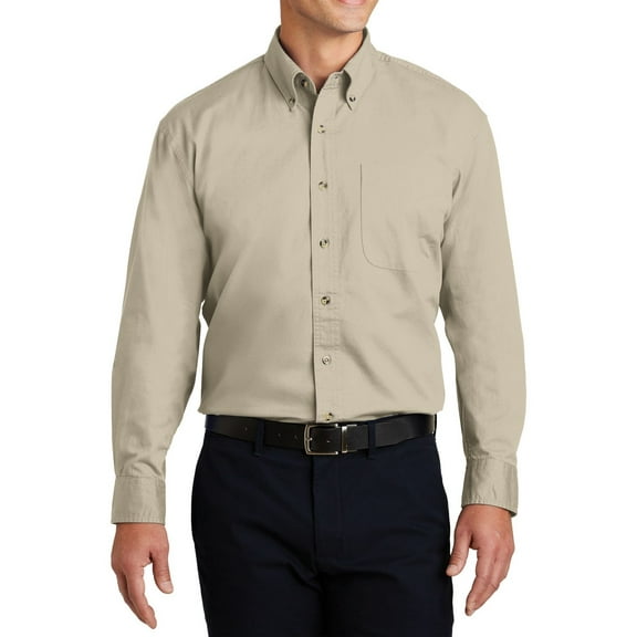 JustBlanks Mens Long Sleeve Cotton Twill Shirt Button Down Collar Chest Pocket