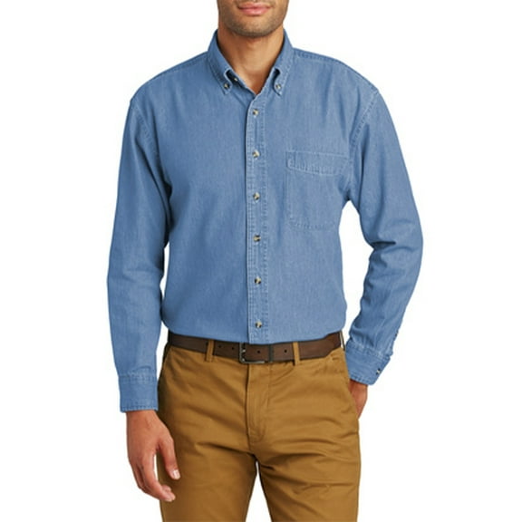 Just Blanks Men Long Sleeve Value Denim Shirt, Faded Blue*, M