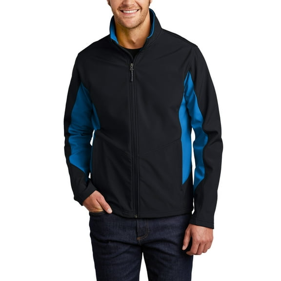 Just Blanks Men's Essential Jacket - Lightweight, Water-Resistant, Windproof, Versatile Outerwear, Black/ Imperial Blue, 4XL