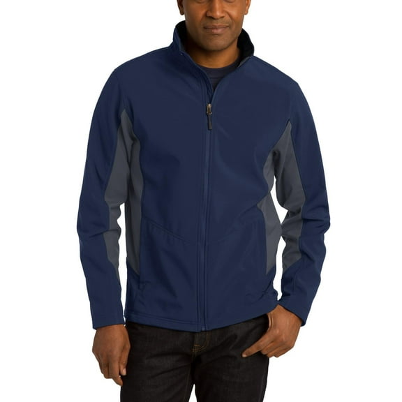 Just Blanks Men's Essential Jacket - Lightweight, Water-Resistant, Windproof, Versatile Outerwear, Dress Blue Navy/ Battleship Grey, 4XL