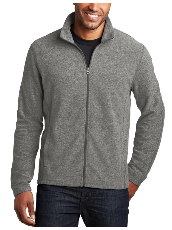 Mens Heather Microfleece Full Zip Jacket Lightweight Warmth Comfort