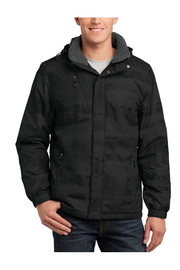 Mens Brushstroke Print Insulated Polyester Jacket with Fleece Lining Full Zip Water Resistant