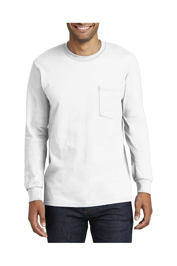 Men Tall Long Sleeve Essential T Shirt With Pocket 100 Soft Spun Cotton