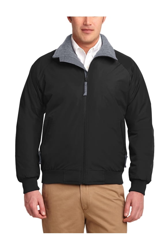 Just Blanks Men’s Nylon Polyester Challenger Jacket, True Black/ Grey Heather, 4XL
