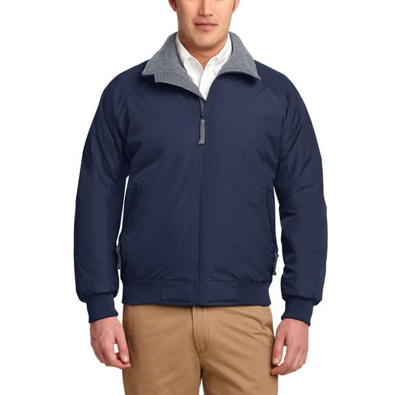 Just Blanks Men’s Nylon Polyester Challenger Jacket, True Navy/Grey Heather, 4XL