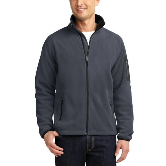 JustBlanks Enhanced Value Fleece Full Zip Jacket Polyester Contrast Collar Zippered Pockets Adjustable Hem