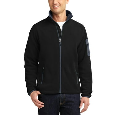 Just Blanks Men's Performance Full-Zip Jacket - Lightweight, Breathable, and Versatile Outerwear, Black/ Battleship Grey, XS