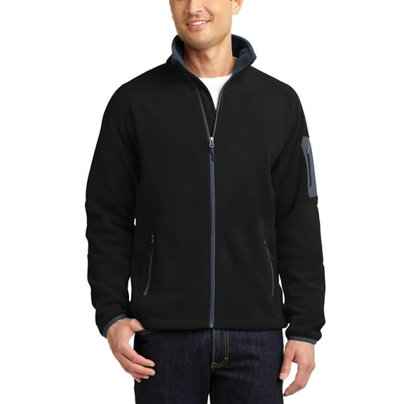 JustBlanks Enhanced Value Fleece Full Zip Jacket Polyester Contrast Collar Zippered Pockets Adjustable Hem