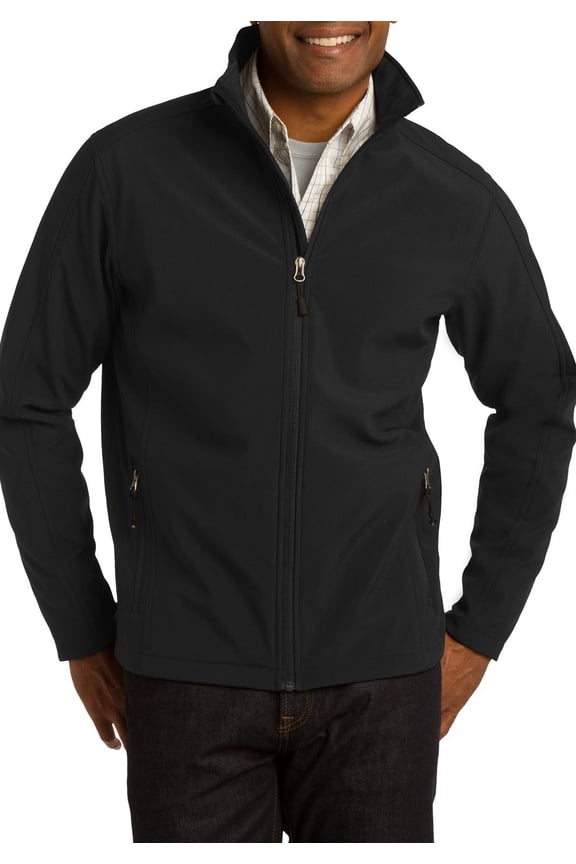 Mens Polyester Soft Shell Jacket Full Zip Water Resistant Fleece Lined Long Sleeves Cadet Collar