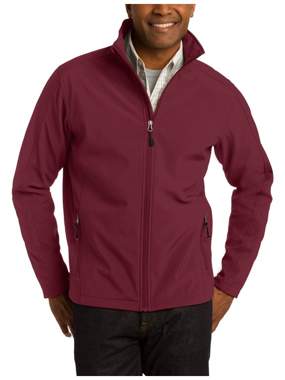 Mens Polyester Soft Shell Jacket Full Zip Water Resistant Fleece Lined Long Sleeves Cadet Collar