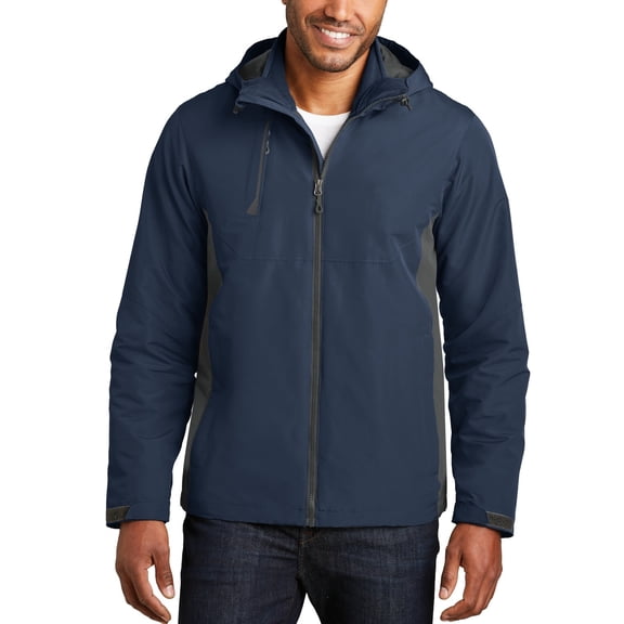 Just Blanks Merge 3-in-1 Jacket Full Microfleece Inner Can Be Layered Together Or Worn Separately, Dress Blue Navy/ Grey Steel, 4XL
