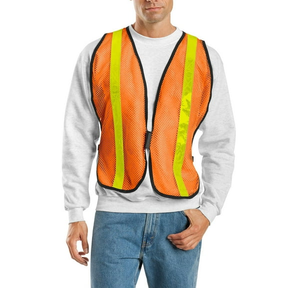 Just Blanks Mesh Enhanced Visibility Vest PVC Reflective Taping on Front And Back, Safety Orange, S/M