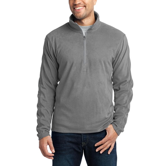 Just Blanks Microfleece 1/2-Zip Pullover Clear Coil Zipper With Dyed To Match Chain Stitching And Taping, Pearl Grey, 4XL