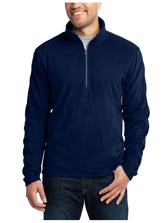 Mens Microfleece 1 2 Zip Pullover Polyester Midweight Long Sleeve