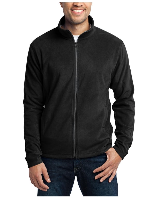 Just Blanks Microfleece Jacket Clear Coil Zippers With Dyed To Match Chain Stitching And Taping, Black, 4XL