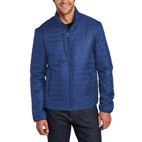 JustBlanks Mens Packable Puffy Jacket with Zippered Pockets Water Resistant Polyester Shell Full Zip Front