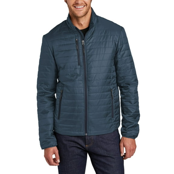 JustBlanks Mens Packable Puffy Jacket with Zippered Pockets Water Resistant Polyester Shell Full Zip Front