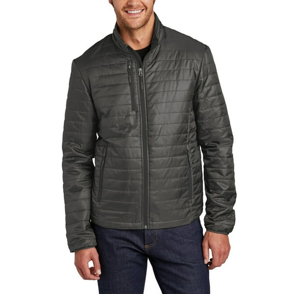 JustBlanks Mens Packable Puffy Jacket with Zippered Pockets Water Resistant Polyester Shell Full Zip Front