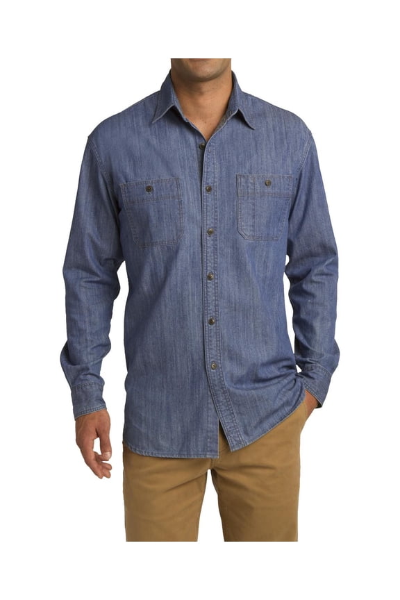 Just Blanks Patch Pockets Denim Shirt Cuffs With Button Through Sleeve Plackets Slight Shirttail Hem, Light Indigo, XS