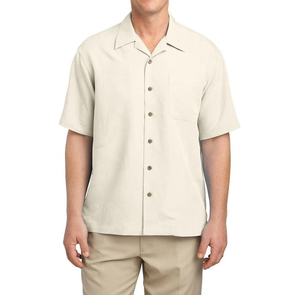 JustBlanks Mens Patterned Easy Care Camp Shirt Short Sleeve Button Front Rayon Blend