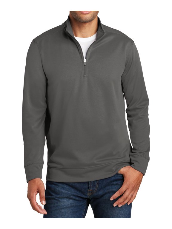 Just Blanks Performance Fleece 1/4-Zip Pullover Sweatshirt , Charcoal, 4XL
