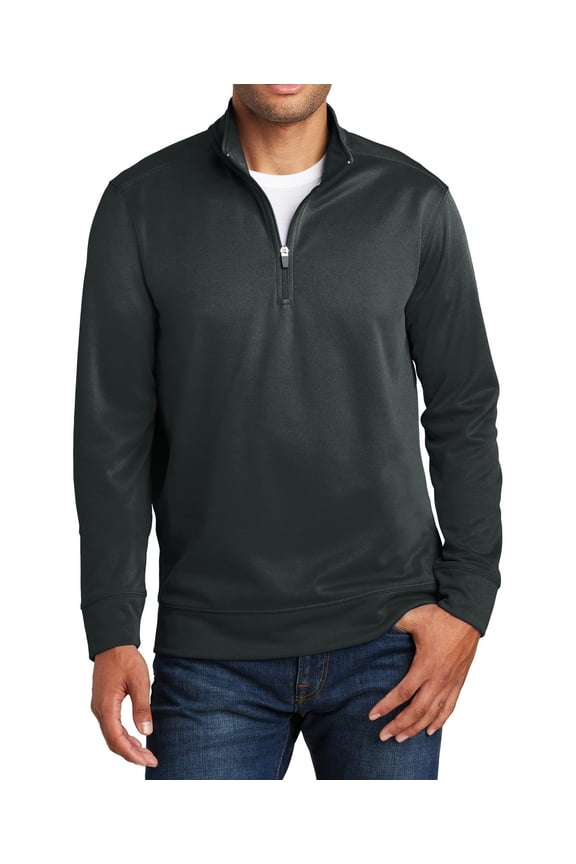 Mens 1 4 Zip Pullover Sweatshirt Polyester Fleece Long Sleeve Moisture Wicking Cadet Collar