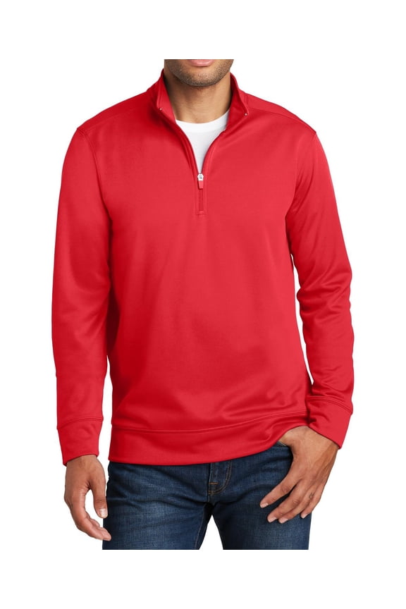 Just Blanks Performance Fleece 1/4-Zip Pullover Sweatshirt , Red, 4XL