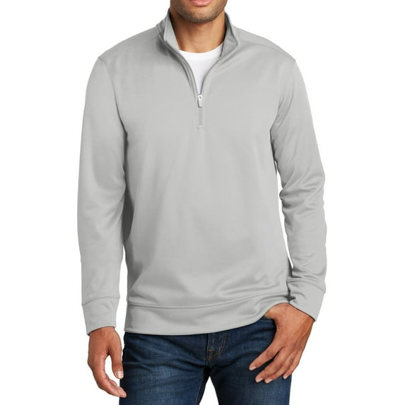 Just Blanks Performance Fleece 1/4-Zip Pullover Sweatshirt , Silver, 4XL