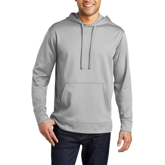 Just Blanks Performance Fleece Pullover Hooded Sweatshirt, Silver, 4XL