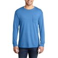 thumbnail image 1 of JustBlanks Garment Dyed Long Sleeve Pocket 100 Ring Spun Cotton Crew Neck T Shirt, 1 of 1