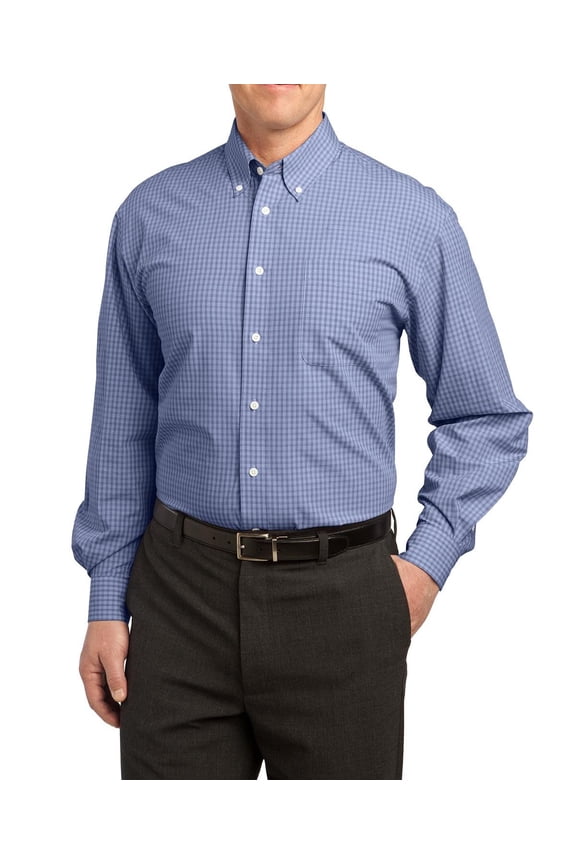 Plaid Pattern Easy Care Shirt Button Down Collar Long Sleeve