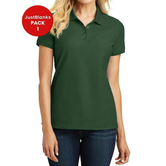 JustBlanks Ladies Core Classic Pique Polo 4 Button Placket with Dyed to Match Buttons