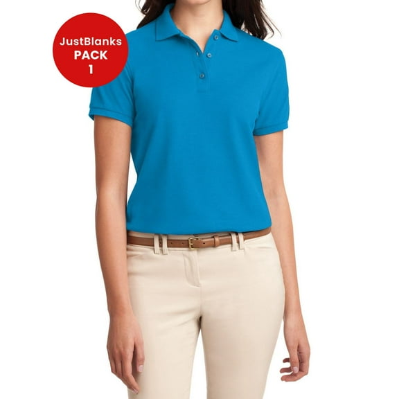 JustBlanks Womens Silk Touch Polo Durable Breathable Classic Design