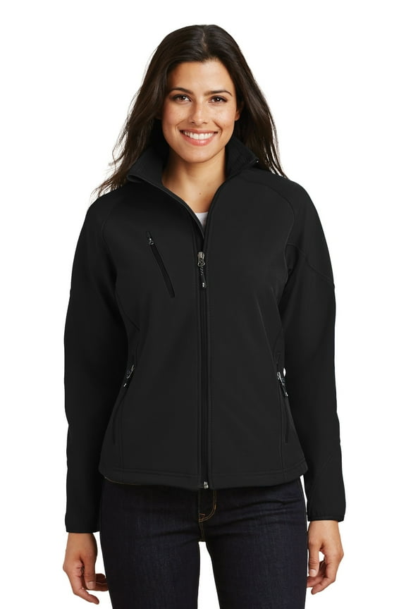 Ladies Textured Soft Shell Jacket Everyday Wear Front Zippered Pockets