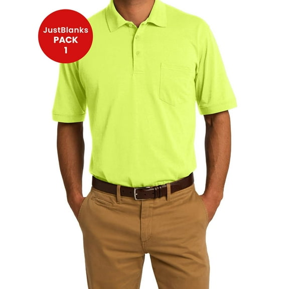 JustBlanks Core Blend Jersey Knit Pocket Polo Shirt Soft Durable Stain Resistant Casual Workwear Essential