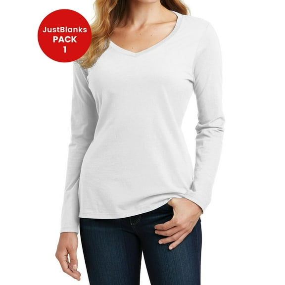JustBlanks Women Long Sleeve V Neck Tee Soft Stylish Comfortable