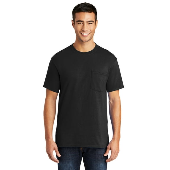 JustBlanks Core Blend Pocket T Shirt Rib Knit Collar Back Neck Tape Left Chest Pocket