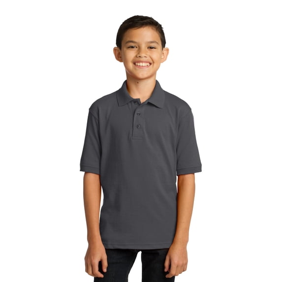 JustBlanks Youth Core Blend Jersey Knit Polo Rib Knit Collar Cuffs 3 Button Placket