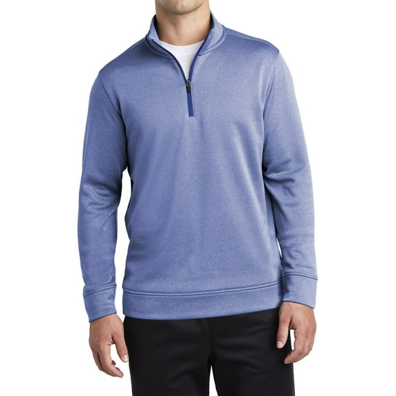 JustBlanks Mens Heather Fleece 1 4 Zip Pullover Moisture Wicking Polyester Cadet Collar Long Sleeve
