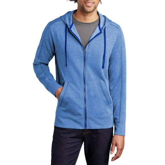 JustBlanks Mens Tri Blend Full Zip Fleece Hoodie Long Sleeve Jacket Moisture Wicking