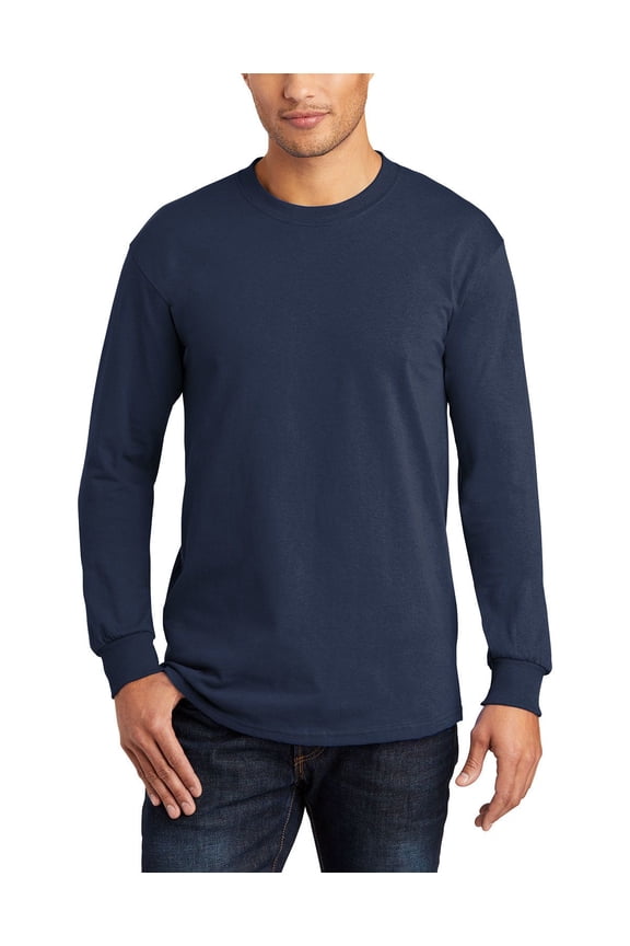 Just Blanks Premium 100% Cotton USA-Made Long Sleeve T-Shirt for Custom Printing & Comfort, Navy, 4XL