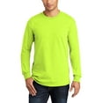 thumbnail image 1 of JustBlanks Long Sleeve All American Cotton Blend Tee Classic Fit Rib Knit Collar, 1 of 1