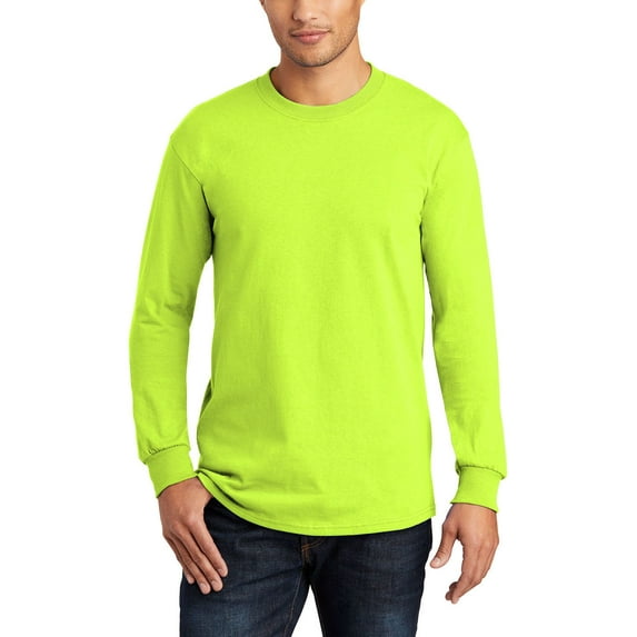JustBlanks Long Sleeve All American Cotton Blend Tee Classic Fit Rib Knit Collar