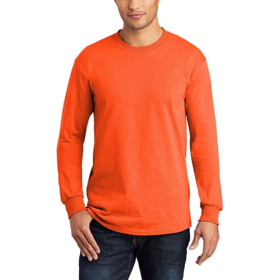 Just Blanks Premium 100% Cotton USA-Made Long Sleeve T-Shirt for Custom Printing & Comfort, Safety Orange, 4XL