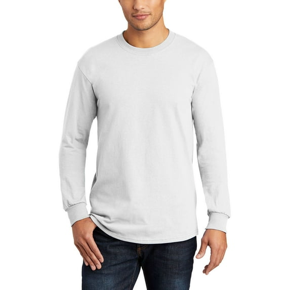 Just Blanks Premium 100% Cotton USA-Made Long Sleeve T-Shirt for Custom Printing & Comfort, White, 4XL