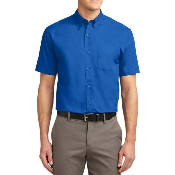 Just Blanks Short Sleeve Easy Care Shirt Button Down Collar, Strong Blue, 4XL