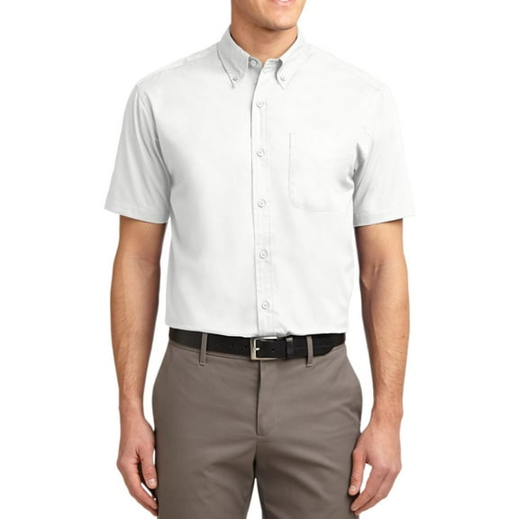 Just Blanks Short Sleeve Easy Care Shirt Button Down Collar, White/Light Stone, 6XL