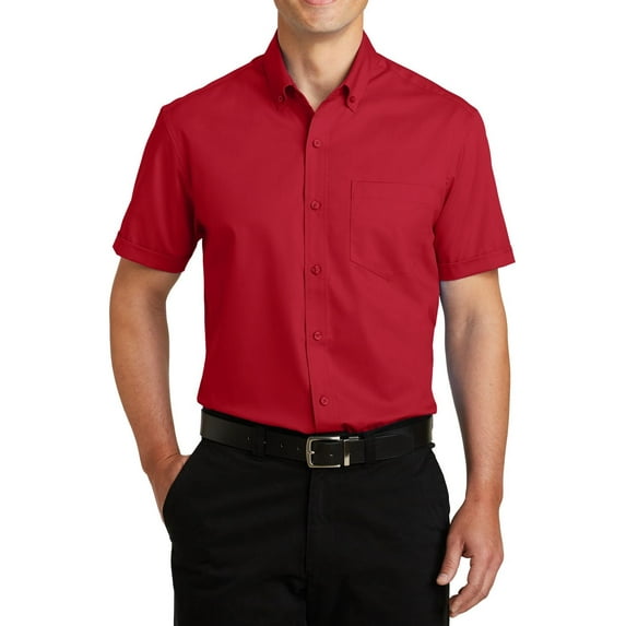 JustBlanks Mens Wrinkle Resistant Short Sleeve Twill Work Shirt Stain Release Easy Care Button Down